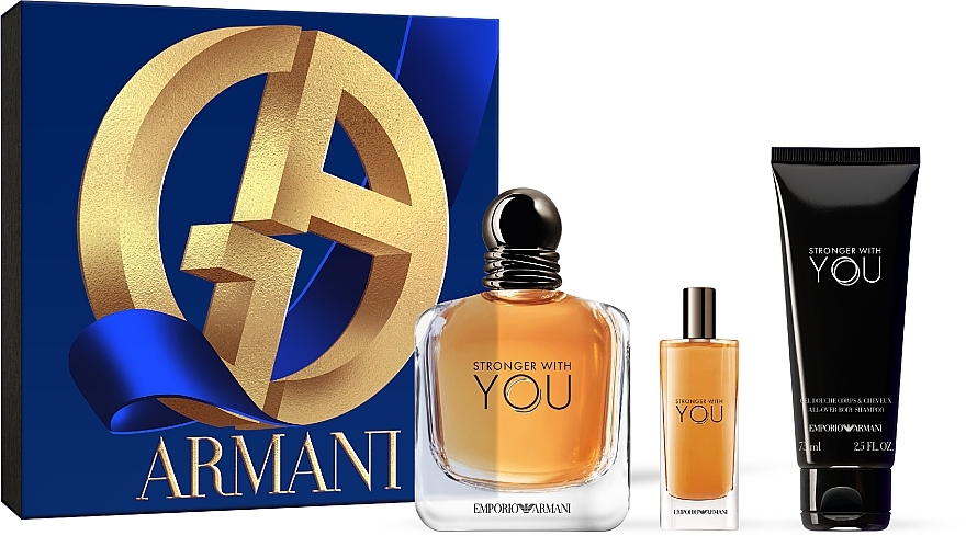 Giorgio Armani Emporio Armani Stronger With You - Zestaw (edt 100 ml + edt 15 ml + sh/gel 75 ml) — Zdjęcie N1