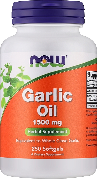 Olej z czosnku w kapsułkach 1500 mg - Now Foods Garlic Oil — Zdjęcie N1