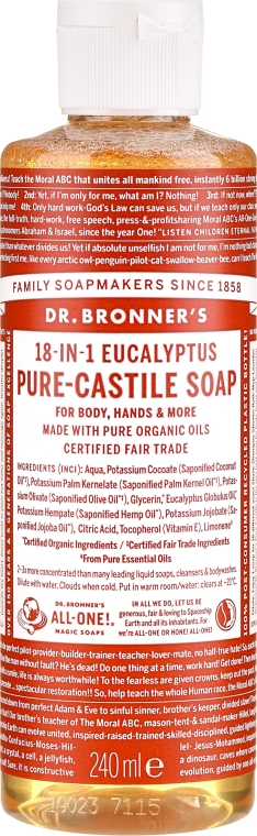 Mydło w płynie Eukaliptus - Dr Bronner’s 18-in-1 Pure Castile Soap Eucalyptus — Zdjęcie N3