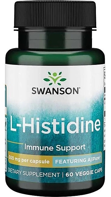Aminokwas L-histydyna, 500 mg - Swanson AjiPure L-Histidine 500 mg — Zdjęcie N1
