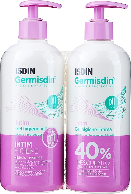 Zestaw - Isdin Germisdin Intim Intimate Hygiene Gel Duo (intim/gel/2x500ml) — Zdjęcie N1
