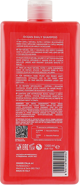 Szampon do codziennej pielęgnacji włosów - Emmebi Italia Gate 38 Wash Ocean Shampoo Daily — Zdjęcie N4