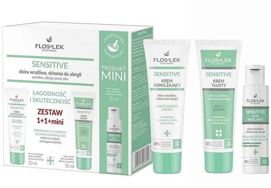 PRZECENA! Zestaw - Floslek Sensitive Set (f/cr/2x50 ml + micellar/water/50 ml) * — Zdjęcie N2