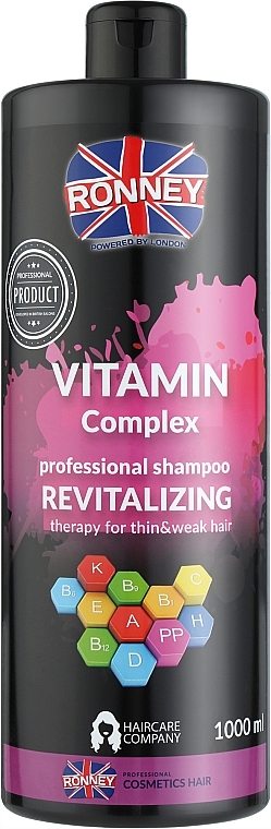 Witaminowy szampon do włosów cienkich i osłabionych - Ronney Professional Vitamin Complex Revitalizing Shampoo
