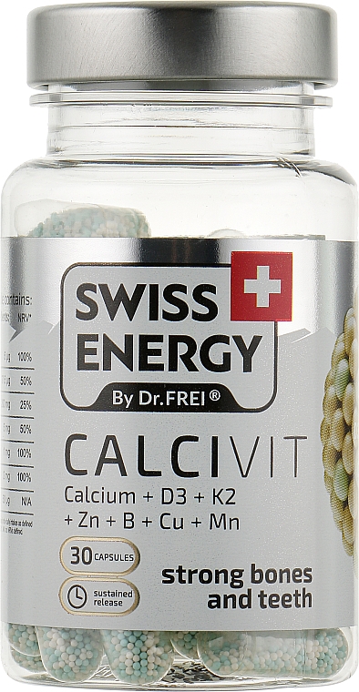 Kapsułki Wapń + Witamina D3 + Witamina K2 - Swiss Energy Calcivit — Zdjęcie N1