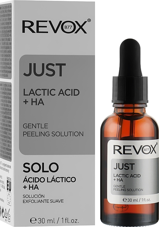 Delikatny peeling do twarzy i szyi Kwas mlekowy i HA - Revox Lactic Acid + HA Gentle Peeling Solution — Zdjęcie N2