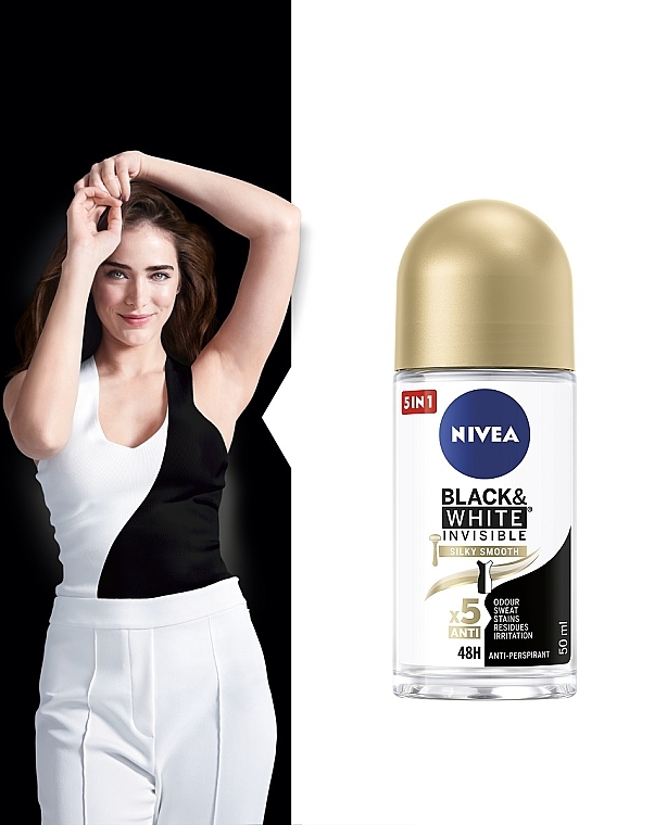Dezodorant-antyperspirant w kulce - NIVEA Black & White Invisible Silky Smooth Deodorant Roll-on — Zdjęcie N3