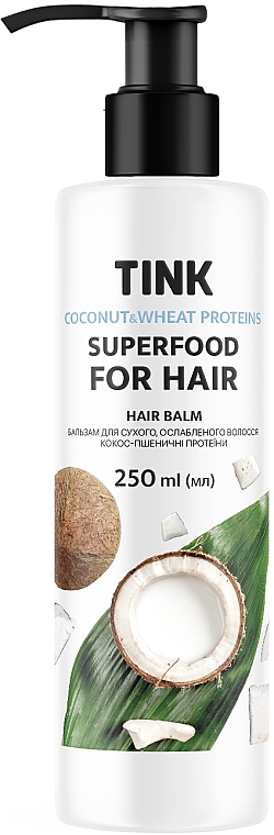 Balsam z proteinami kokosa i pszenicy do włosów suchych i osłabionych	 - Tink SuperFood For Hair Coconut & Wheat Proteins Balm — Zdjęcie N1