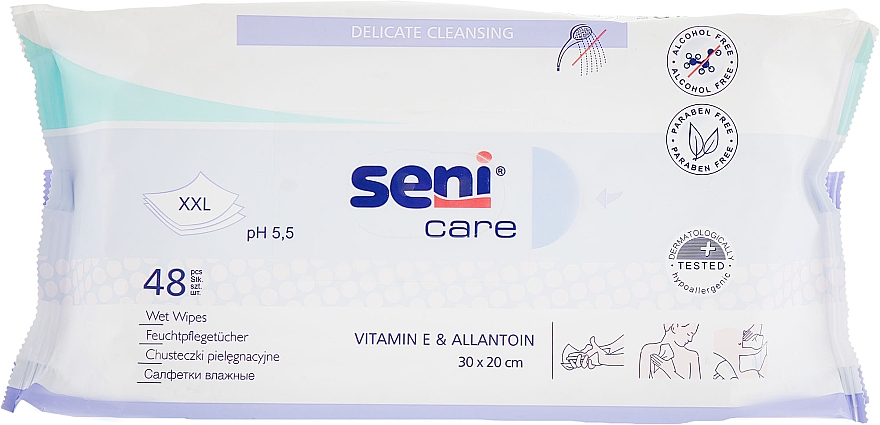 Chusteczki nawilżane do pielęgnacji skóry - Seni Care Delicate Cleansing Wet Wipes — Zdjęcie N2