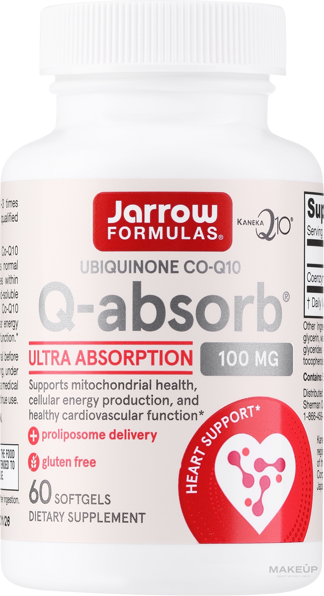 Suplement diety Koenzym Q10 w miękkich żelatynowych kapsułkach, 100 mg - Jarrow Formulas Q-Absorb Dietary Supplement — Zdjęcie 60 szt.