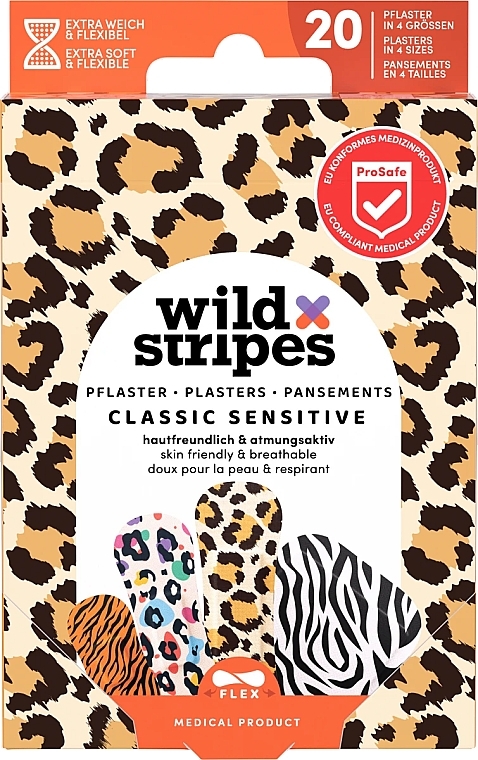 Zestaw plastrów, 20 szt. - Wild Stripes Plasters Classic Sensitive Animal — Zdjęcie N1