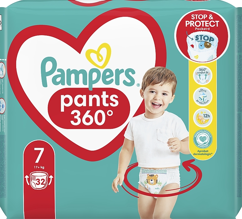 Pieluchomajtki Pants rozmiar 7 (17 kg + ), 32 szt. - Pampers — Zdjęcie N9