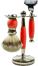 Kup Zestaw do golenia - Golddachs Finest Badger, Mach3 Polymer Red Chrom (sh/brush + razor + stand)