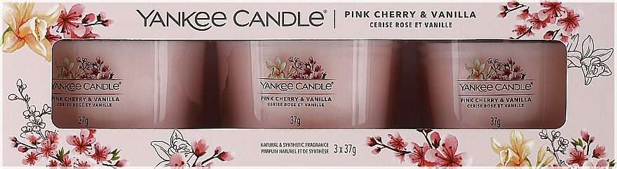 Zestaw świec zapachowych - Yankee Candle Pink Cherry & Vanilla (candle/3x37g) — Zdjęcie N1