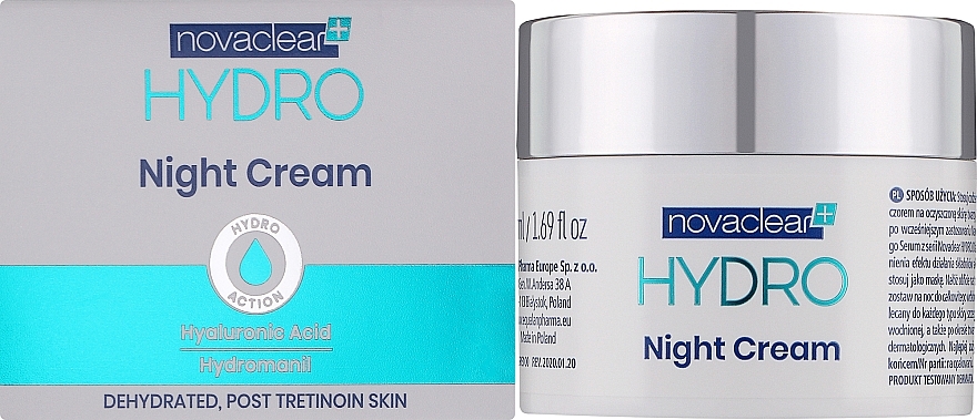 Nawilżający krem-maska do twarzy na noc - Novaclear Hydro Night Cream — Zdjęcie N2