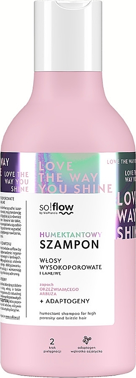 Humektantowy szampon do włosów wysokoporowatych - So!Flow by VisPlantis Love The Way You Shine Humectant Shampoo — Zdjęcie N1