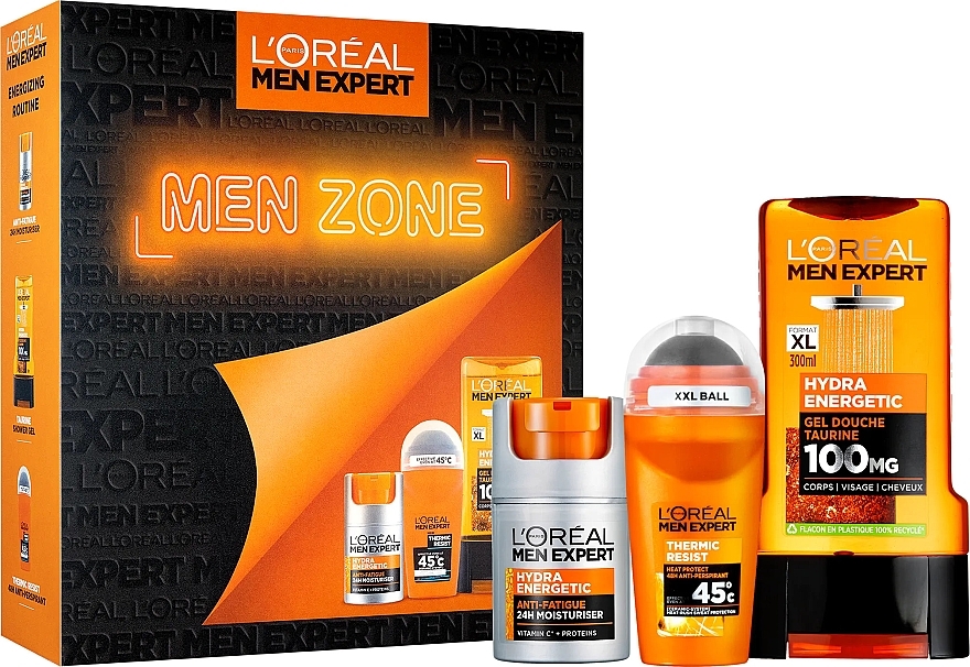 Zestaw - L'Oreal Paris Men Expert Men Zone Set (f/cr/50ml + deo/roll/50ml + sh/gel/300ml) — Zdjęcie N1