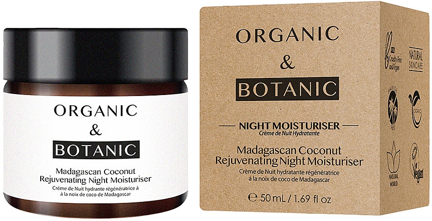 Nawilżający krem do twarzy na noc - Organic & Botanic Madagascan Coconut Rejuvenating Night Moisturiser — Zdjęcie N1