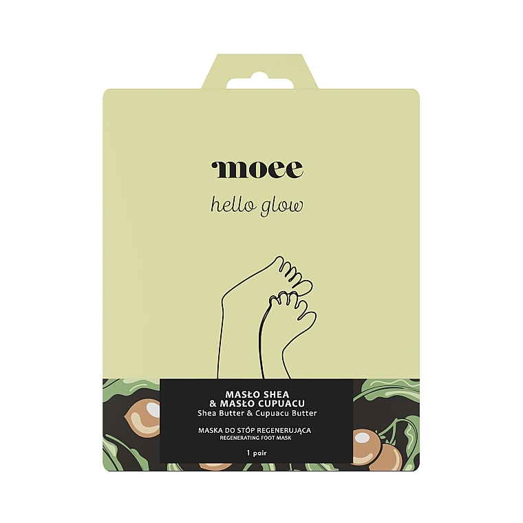 Regenerująca maska do stóp z masłem shea i olejkiem cupuaçu - Moee Hello Glow Regenerating Foot Mask Shea Butter & Cupuacu Butter — Zdjęcie N1