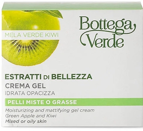 Żel-krem do cery mieszanej i tłustej Zielone jabłko i kiwi - Bottega Verde Beauty Extracts Green Apple & Kiwi Face Gel Cream — Zdjęcie N2