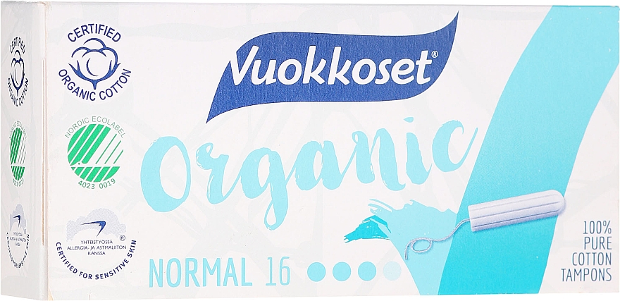 Tampony organiczne bez aplikatora, 16 szt. - Vuokkoset Organic Normal Tampons — Zdjęcie N1