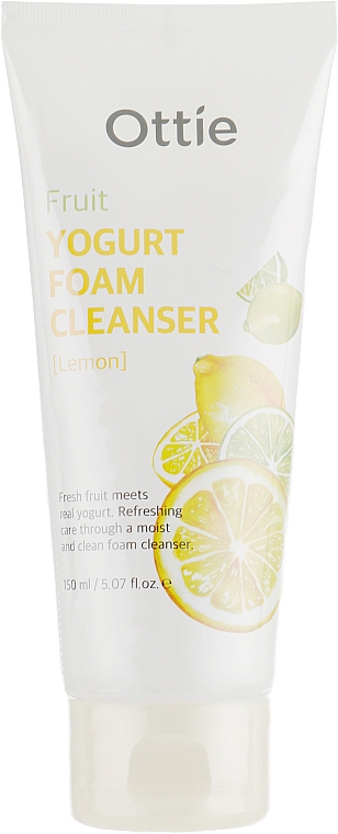 Pianka do twarzy z jogurtem owocowym - Ottie Fruits Yogurt Foam Cleanser Lemon