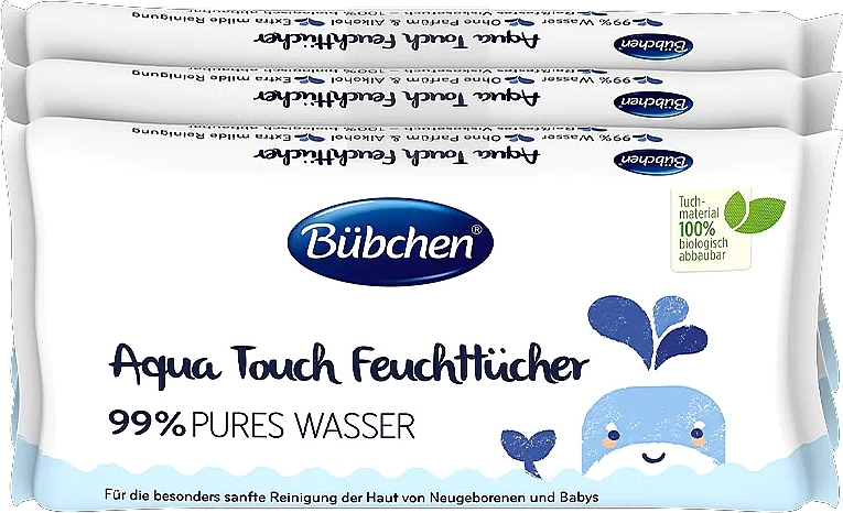Chusteczki nawilżane, 3x48 szt. - Bubchen Wet Wipes Aqua Touch — Zdjęcie N1