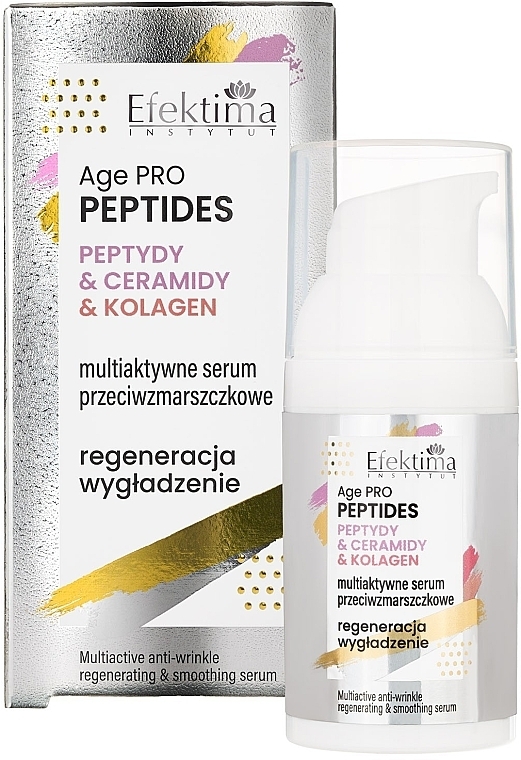 Multiaktywne serum przeciwzmarszczkowe z peptydami, ceramidami i kolagenem Regeneracja i wygładzenie - Efektima Age PRO Peptides Multiactive Anti-wrinkle Regenerating & Smoothing Serum — Zdjęcie N1