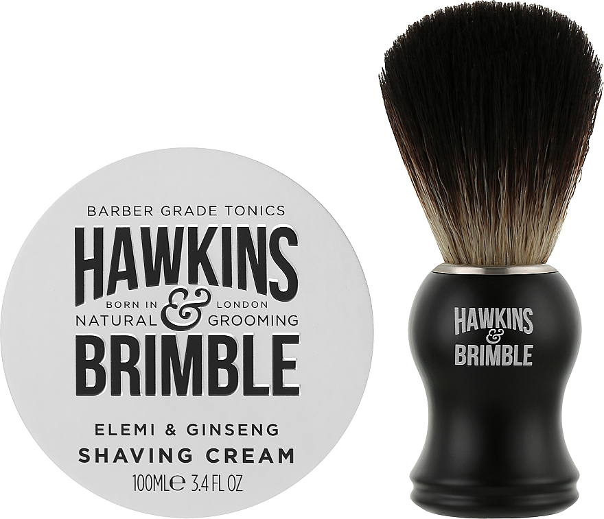 Zestaw - Hawkins & Brimble Shaving Gift Set Silver (shaving/cr/100ml + acs/1pcs) — Zdjęcie N2
