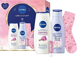 Kup Zestaw - NIVEA Girl's Stuff (sh/gel/250ml + b/lotion/200ml + lip/balm/5,5ml + socks)