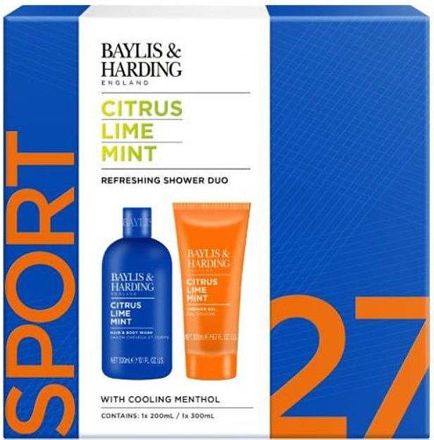 Zestaw - Baylis & Harding Citrus Lime & Mint Sport (sh/gel/200ml + h/b/wash/300ml) — Zdjęcie N1