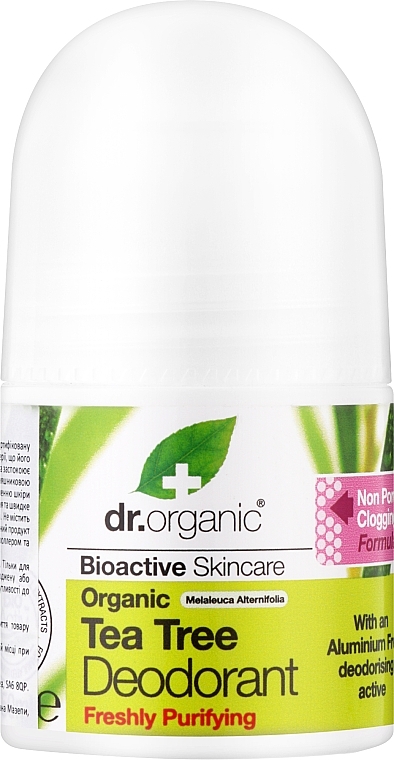 Dezodorant w kulce z drzewem herbacianym - Dr Organic Bioactive Skincare Tea Tree Roll-On Deodorant — Zdjęcie N1