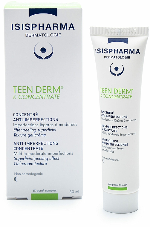 Żelowy krem na noc skóra trądzikowa - Isispharma Teen Derm K Concentrate — Zdjęcie N1