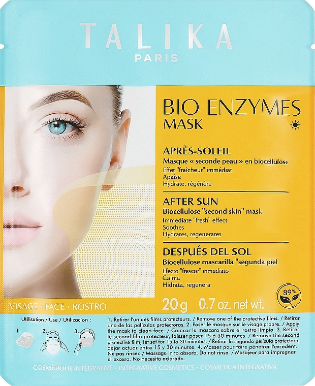 Maska bioenzymatyczna na tkaninie do twarzy po opalaniu - Talika Bio Enzymes Mask After Sun — Zdjęcie N1