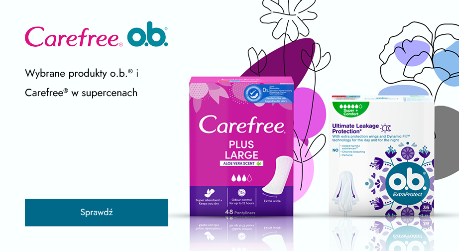 Wybrane produkty o.b.® і Carefree® w supercenach. Ceny podane na stronie uwzględniają rabat.