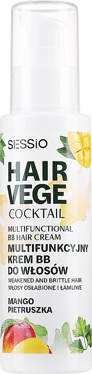 Multifuncyjny krem BB do włosów Mango - Sessio Hair Vege Cocktail Multifunctional BB Hair Crem