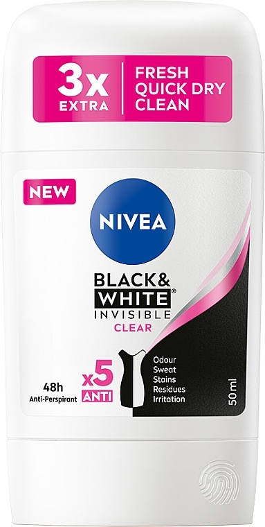 Antyperspirant w sztyfcie - NIVEA Black & White Invisible Clear