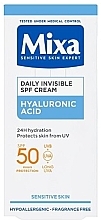 Codzienny krem nawilżający - Mixa Hyaluronic Acid Daily Invisible SPF50 Cream — Zdjęcie N2