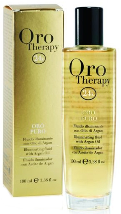 Nabłyszczający fluid do włosów z olejem arganowym - Fanola Oro Therapy Oro Puro Illuminating Fluid With Argan Oil  — Zdjęcie N1