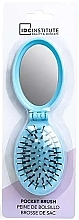 Szczotka do włosów z lusterkiem, niebieska - IDC Institute Pocket Pop Out Brush With Mirror — Zdjęcie N1
