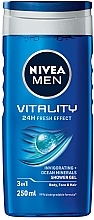 Żel pod prysznic 3 w 1 - NIVEA MEN Vitality 24H Fresh Effect 3 In 1 Shower Gel — Zdjęcie N1