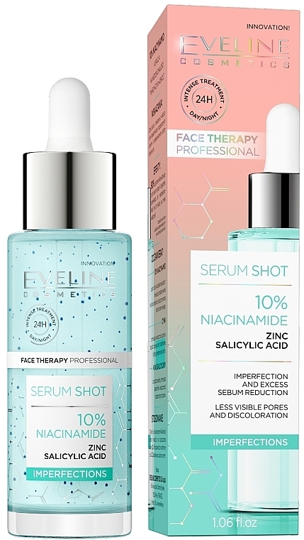 Kojące serum do twarzy z niacynamidem - Eveline Cosmetics Serum Shot 10% Niacinamide — Zdjęcie N1