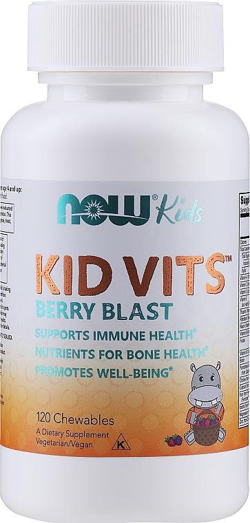 Kompleks witaminowo-mineralny Kid Vits Berry Blast, 120 tab. - Now Foods — Zdjęcie N1