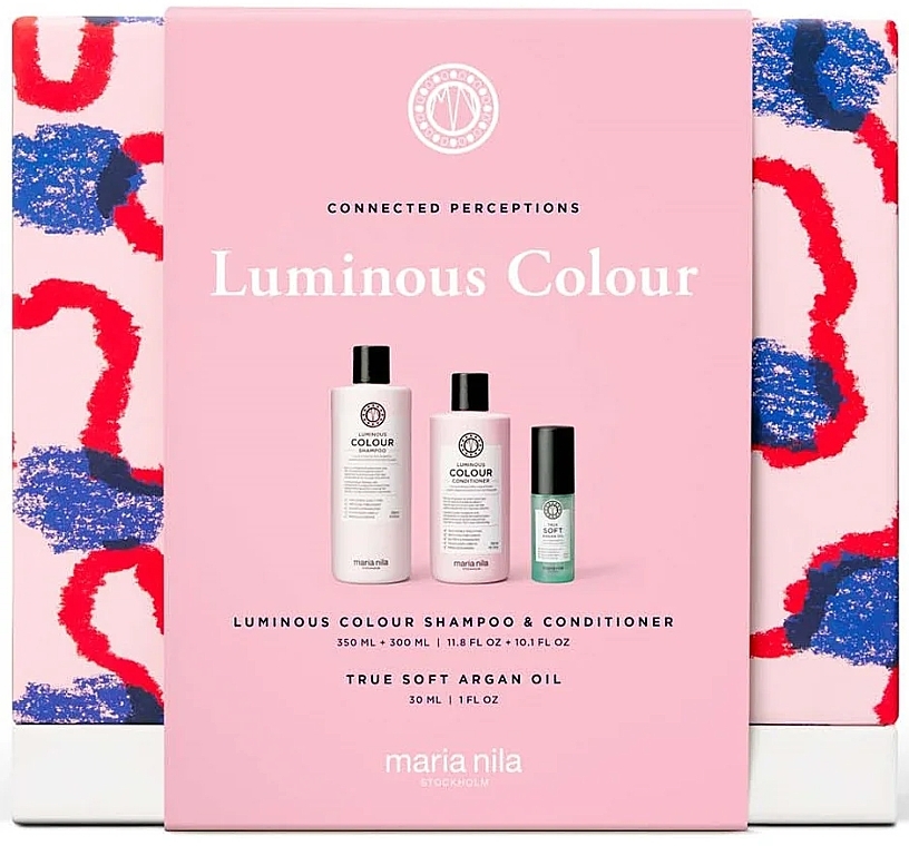 Zestaw - Maria Nila Luminous Color Gift Box (shamp/350ml + cond/300ml + h/oil/30ml) — Zdjęcie N2