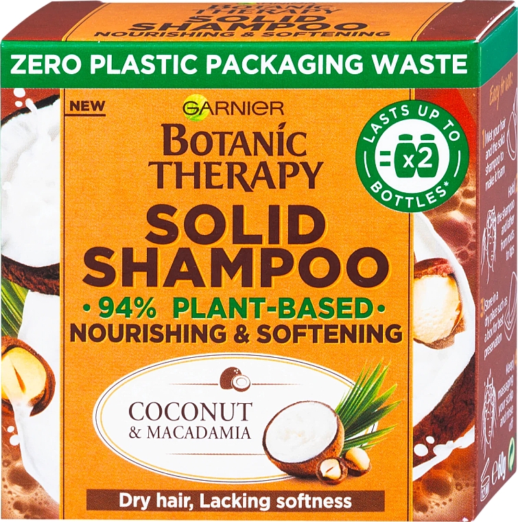 Szampon w kostce do włosów suchych Kokos i olej makadamia - Garnier Botanic Therapy Solid Shampoo — Zdjęcie N1