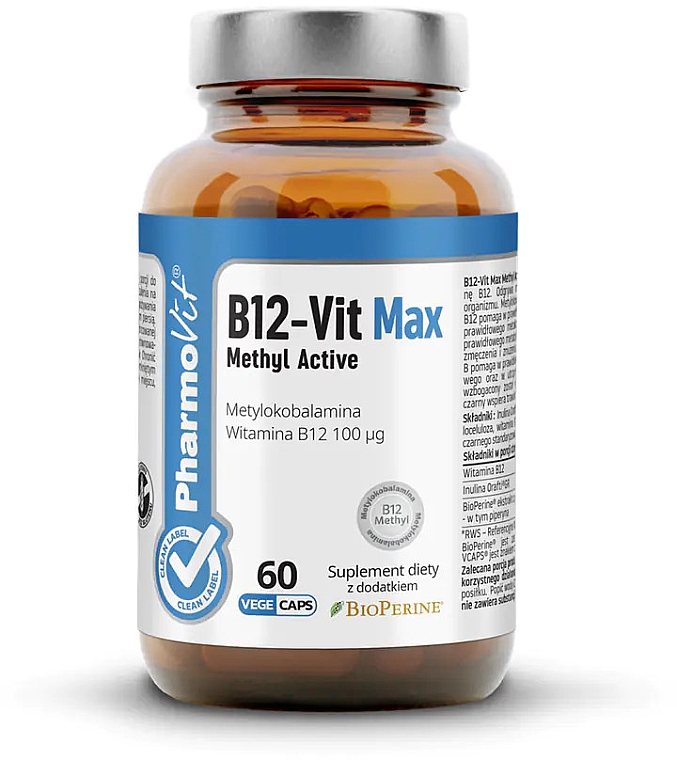 Witaminy B12-Vit Max - Pharmovit Clean Label B12-Vit Max Methyl Active — Zdjęcie N1
