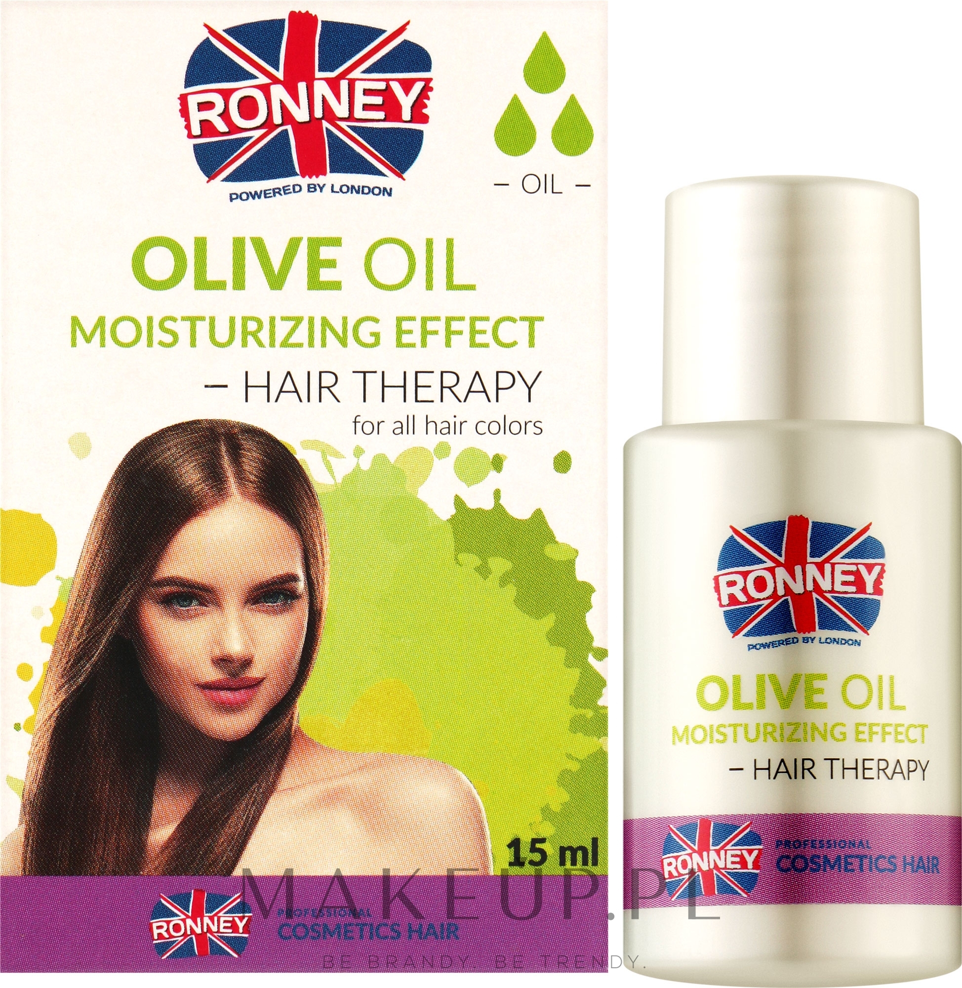 Olejek z oliwek do włosów suchych i pozbawionych blasku - Ronney Professional Olive Oil Moisturizing Hair Therapy — Zdjęcie 15 ml