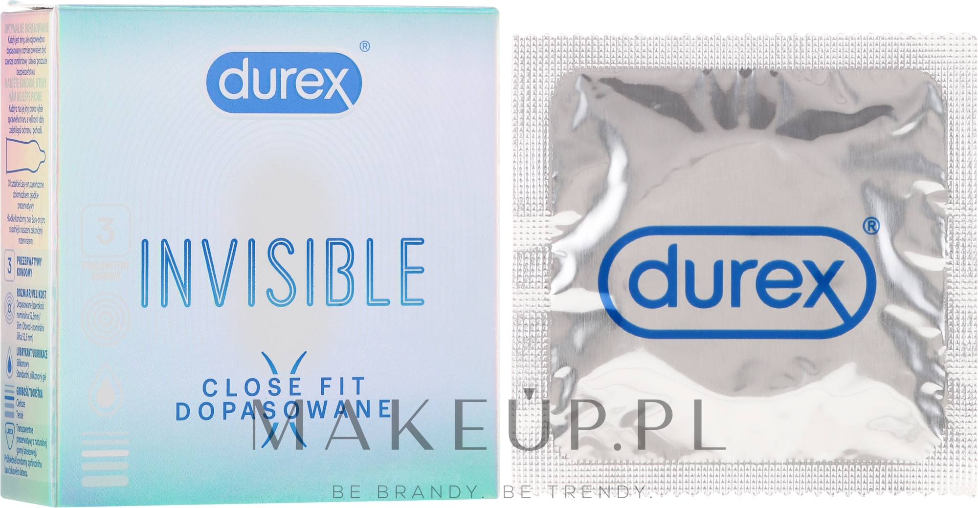 Dopasowane prezerwatywy ultracienkie, 3 szt. - Durex Invisible Close Fit — Zdjęcie 3 szt.