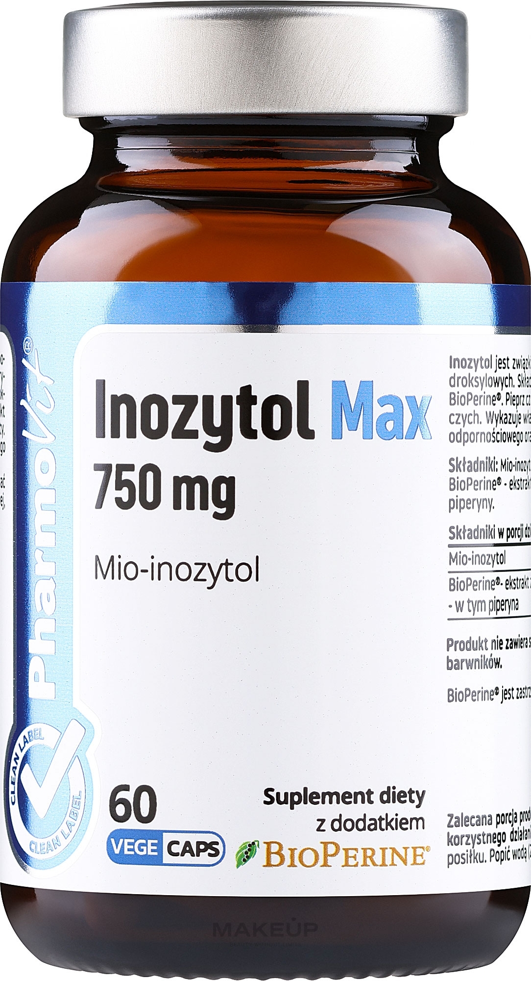 Suplement diety Inozytol Max - Pharmovit Clean Label Inozytol Max 750 Mg — Zdjęcie 60 szt.