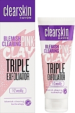 Peeling do twarzy z różową glinką do skóry problematycznej - Avon Clearskin Blemish Clearing Pink Clay Triple Exfoliator — Zdjęcie N2